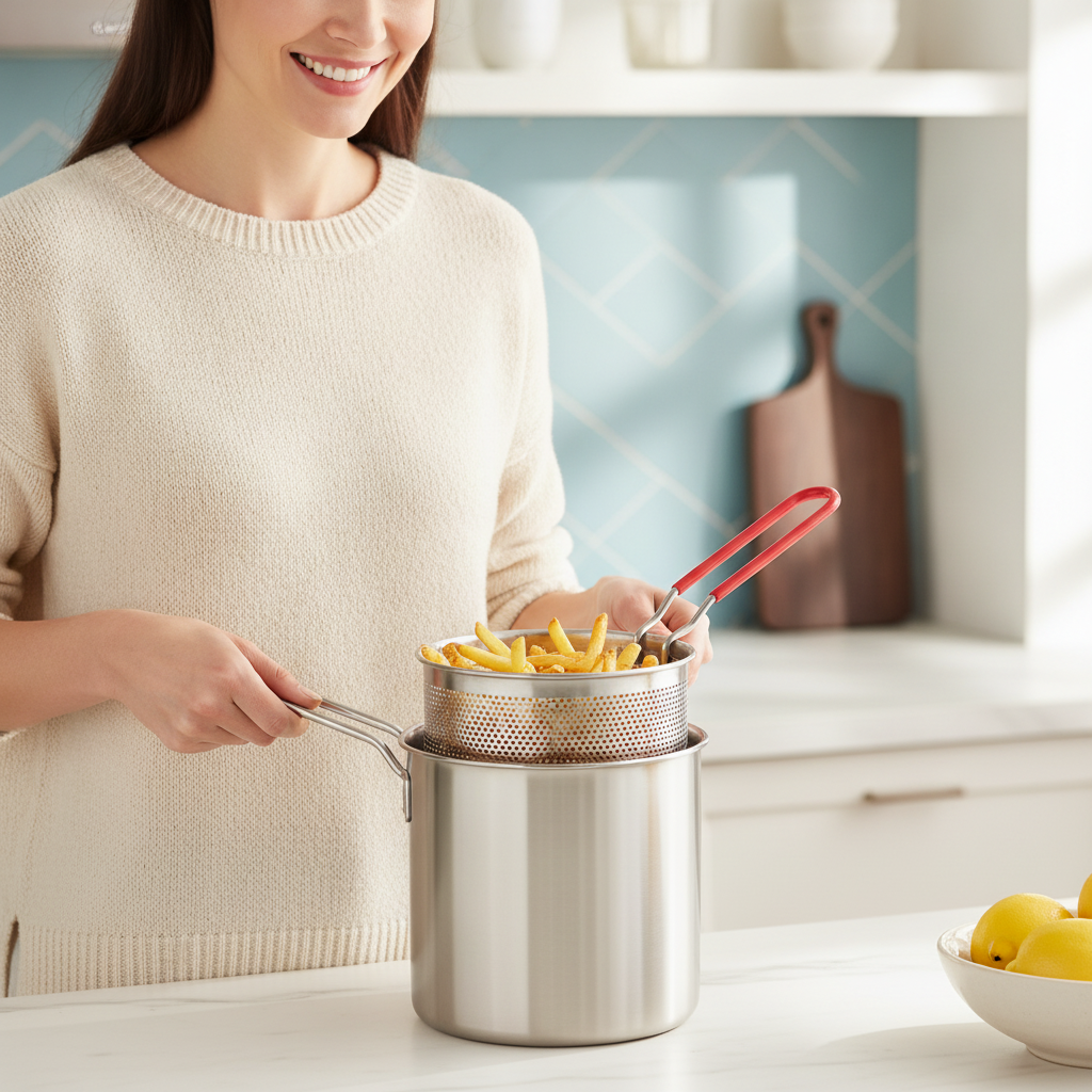 2 in 1 Stainless Steel Deep Fryer Set