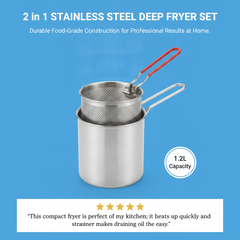 2 in 1 Stainless Steel Deep Fryer Set