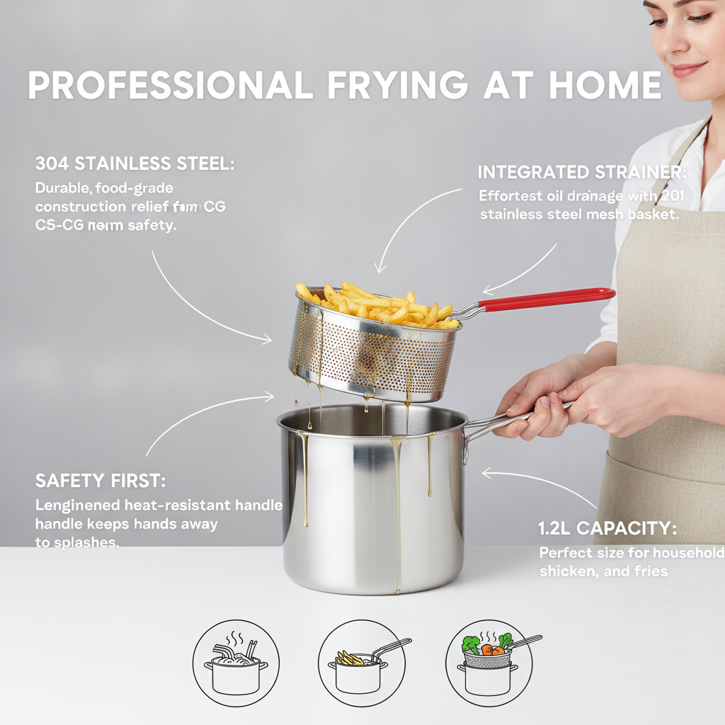 2 in 1 Stainless Steel Deep Fryer Set