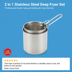 2 in 1 Stainless Steel Deep Fryer Set