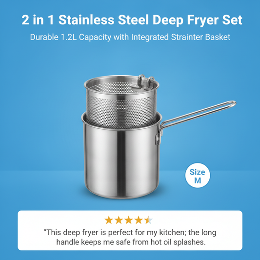 2 in 1 Stainless Steel Deep Fryer Set
